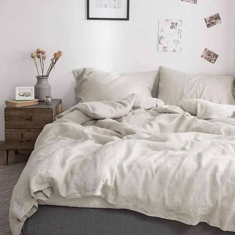 Home Textiles Bedding - 100% Linen Bed Duvet Cover Stone