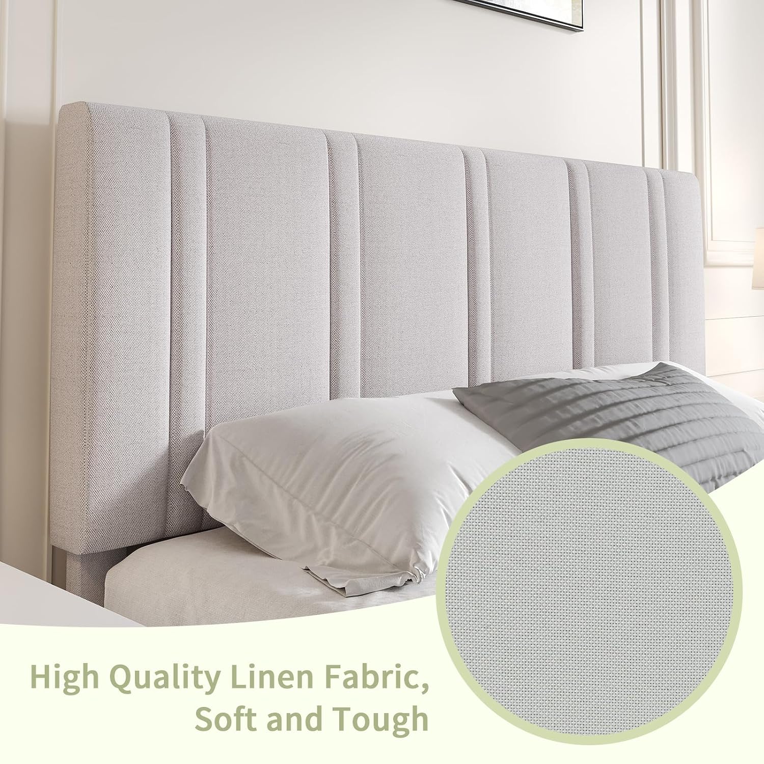 Full Bed Frame with Linen Upho - đánh giá và giá Home Textiles Bedding