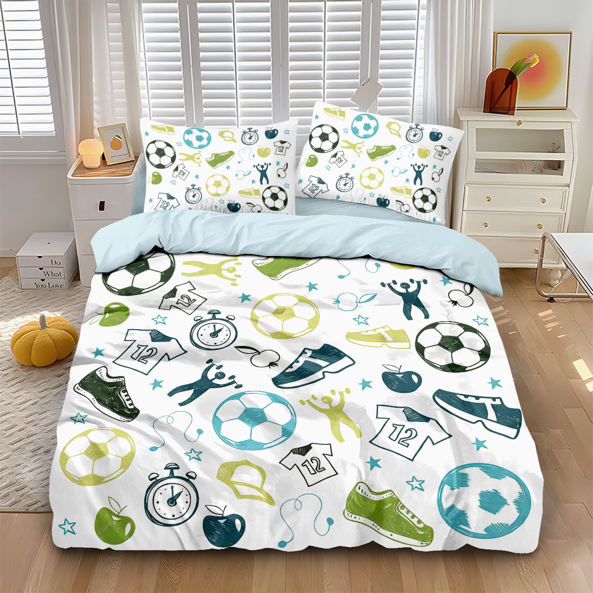 3pcs Football Graffiti Printed - đánh giá và giá Home Textiles Bedding