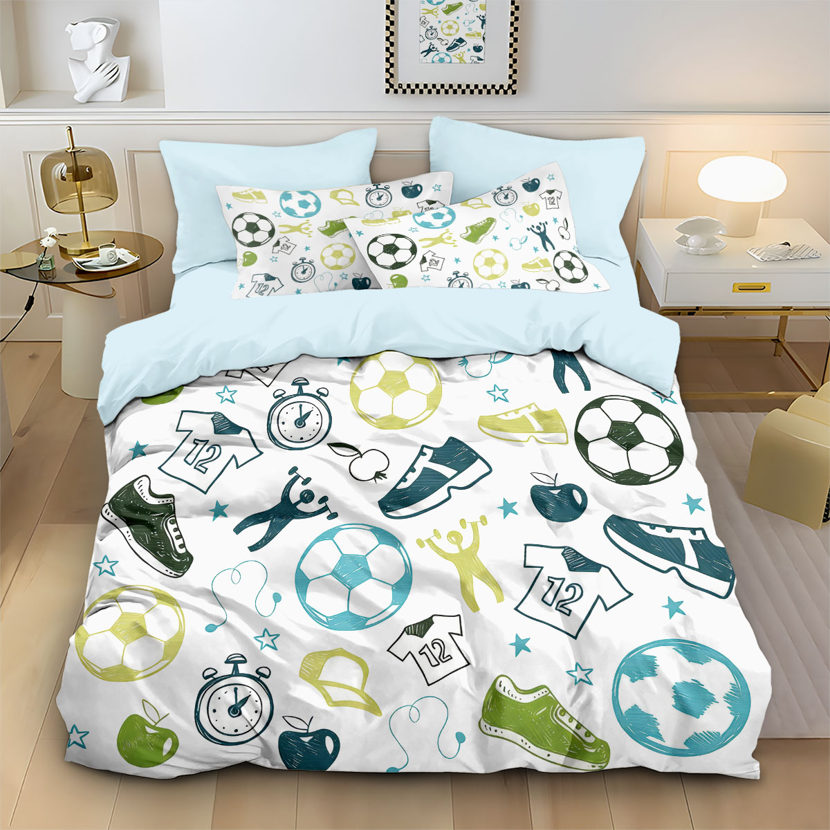 3pcs Football Graffiti Printed - đánh giá và giá Home Textiles Bedding