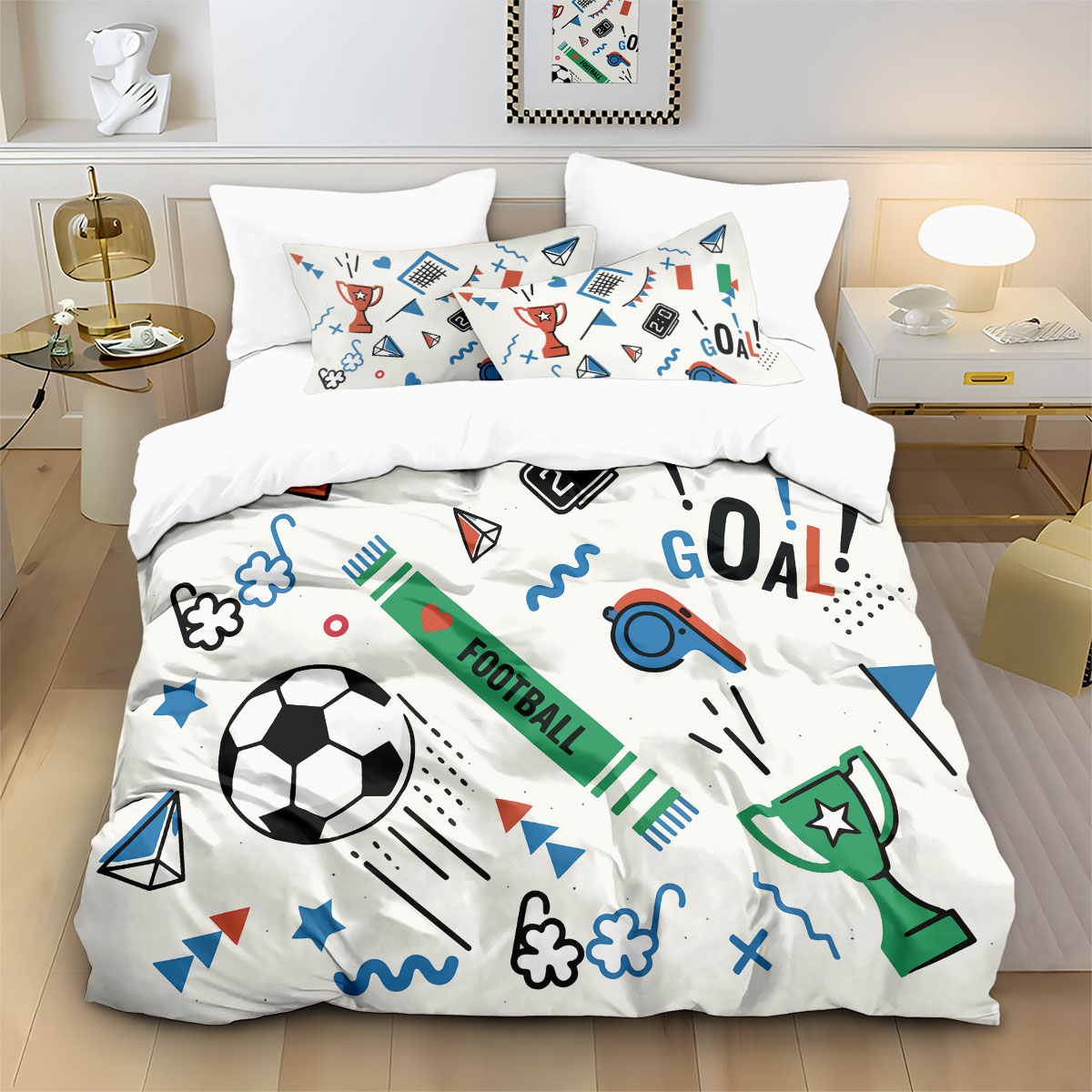 3pcs Football Graffiti Printed - đánh giá và giá Home Textiles Bedding