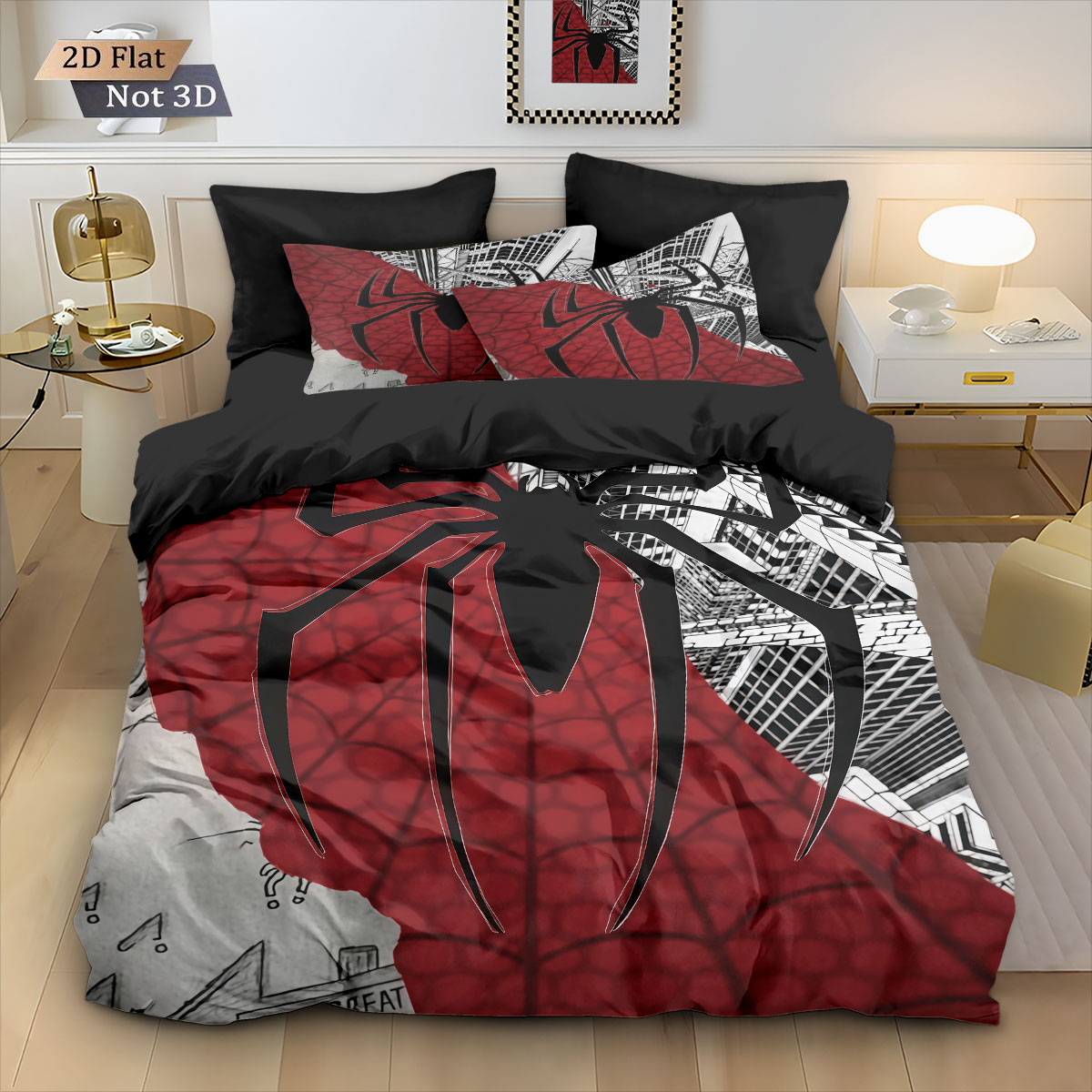 3pcs Black Spider Contrasting  - đánh giá và giá Home Textiles Bedding