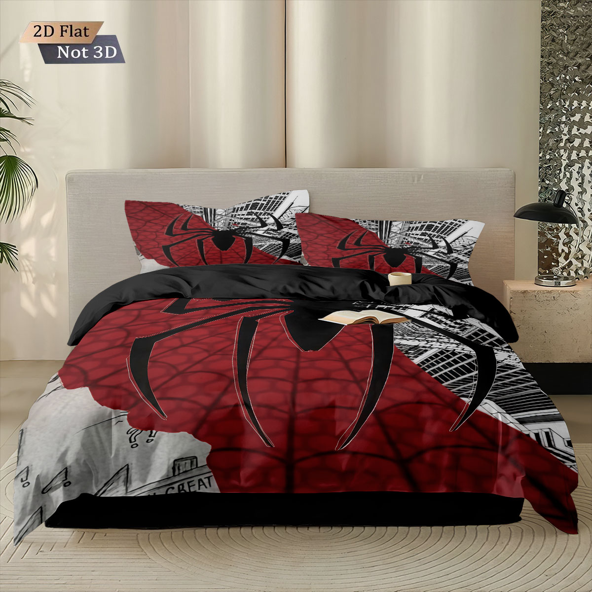 3pcs Black Spider Contrasting  - đánh giá và giá Home Textiles Bedding