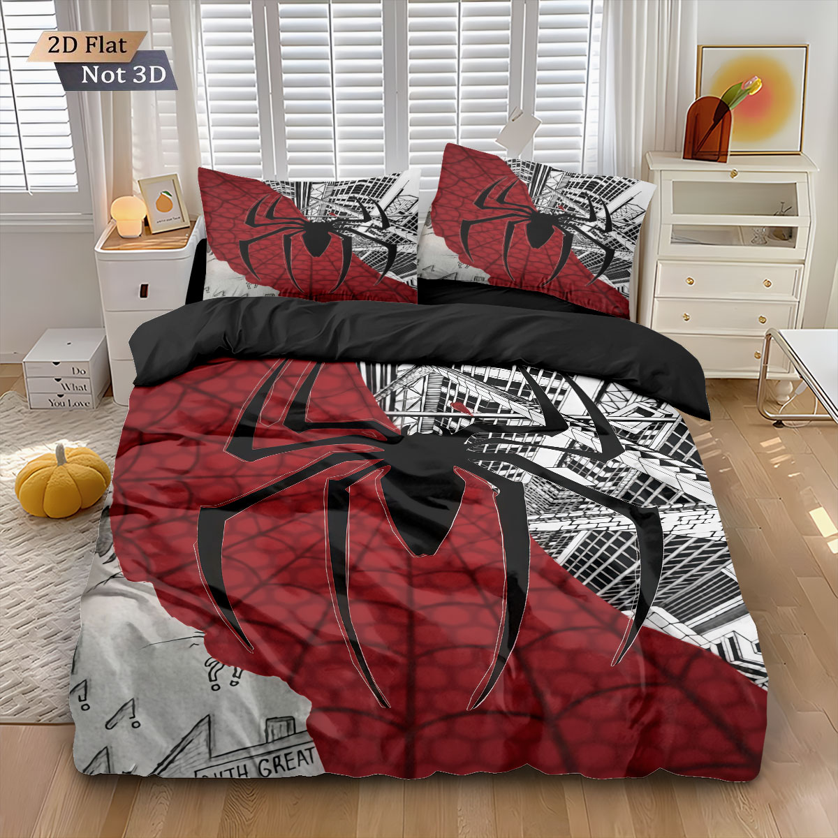 3pcs Black Spider Contrasting  - đánh giá và giá Home Textiles Bedding